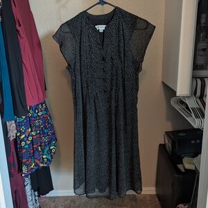 Emma & Michele Gray Black Buttoned Midi Sundress